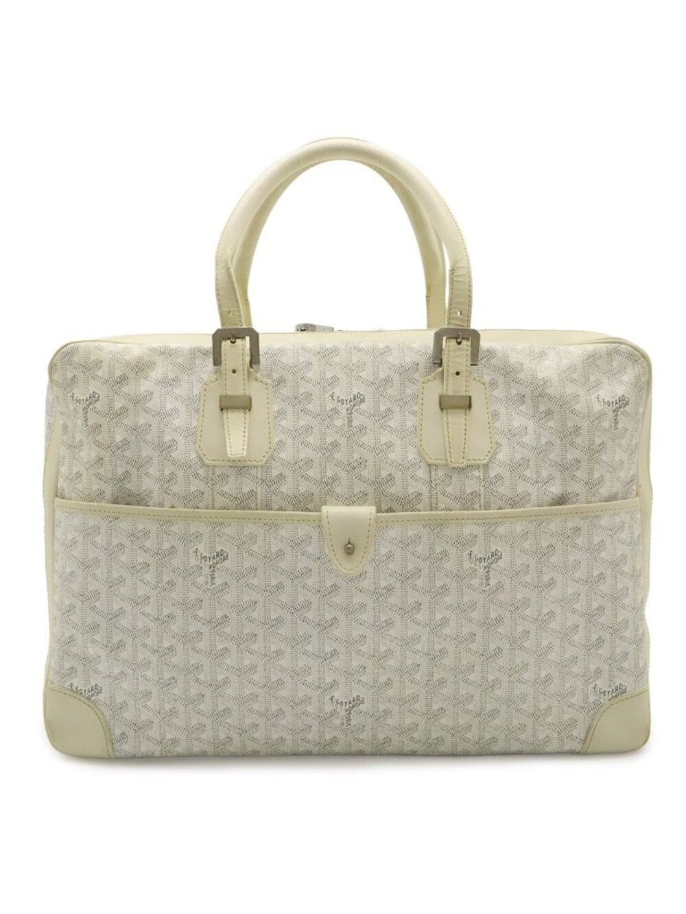 Goyard Ambassador MM Business Briefcase Handbag Herringbone Pattern Leather